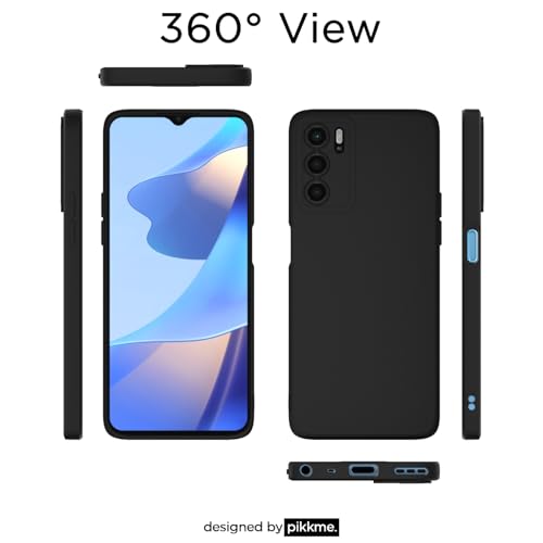 Image of Outlouders Back Cover for Oppo A16 | Camera Protection | Durable Soft Matte Silicone Bumper Case (Black)