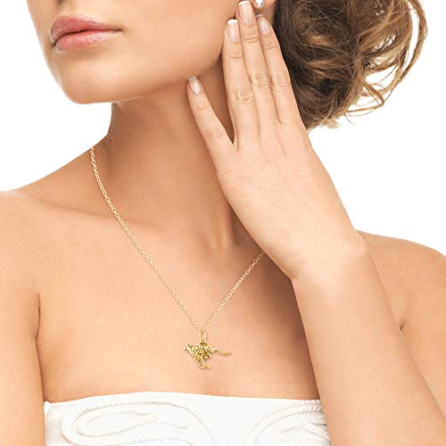 Sterling Silver 18K Yellow Gold Plated 3D Leopard Pendant/Charm, with 18-Inch Chain - in Beautiful Antique Brushing - Thumbnail 7