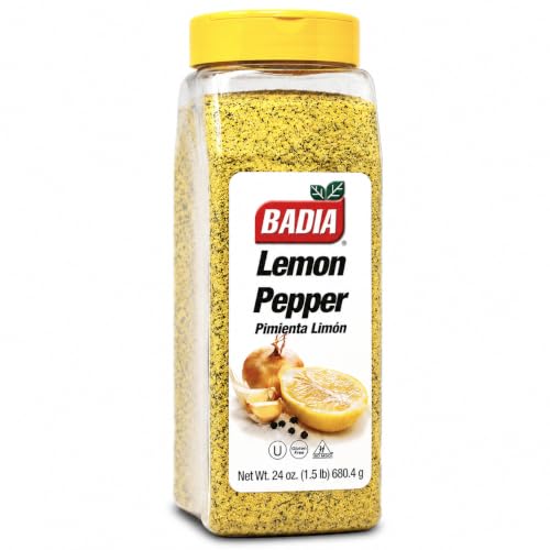 Image of Badia Lemon Pepper Seasoning, 24 oz - Zesty Citrus & Savory Blend | Bright lemon, black pepper, garlic, and onion blend for chicken, seafood, vegetables, grilling, and everyday cooking