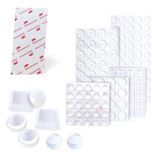 Uni-Fine 143 Pcs Butées de Protection en Caoutchouc, Transparente Pieds Adhésifs Anti-Choc Anti-Bruit, Idéale pour Meubles Amortisseurs Autoadhésifs Tampon pour Porte Tampon Meubles(5 Taille) Cover