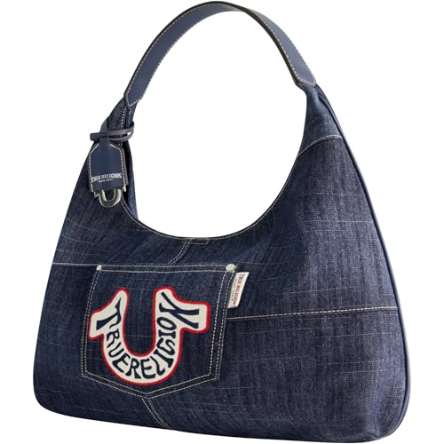 Sac femme True Religion denim hobo vintage grand format avec surpiqûres