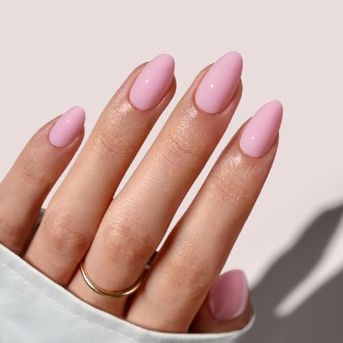 BTArtbox Press On Nails Almond - Pastel Baby Pink Short Press On ...