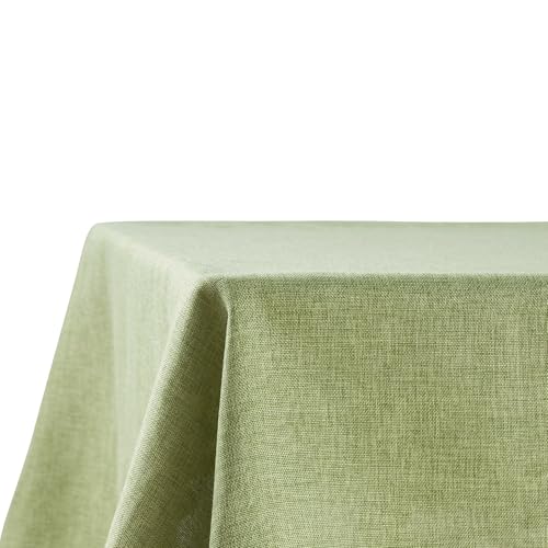 Decomira Mantel de Mesa Rectangular Aspecto Lino - Repelente al Agua, Antimanchas, Lavable - como Mantel de Jardín o para Mesa de Comedor - Verde - 90x90 cm