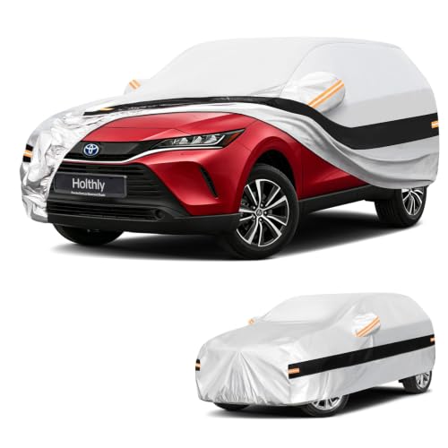 Image of 10 Layers SUV Car Cover Custom Fit for Toyota Venza (2008-2026), Waterproof All Weather for Automobiles, Outdoor Full Cover Sun Dust Rain Protection with Cotton. Silver