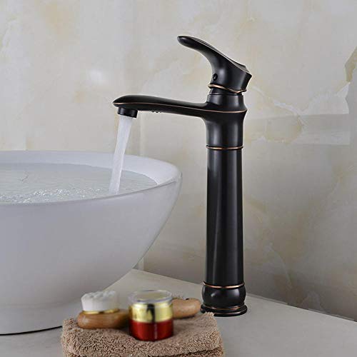Robinet de lavabo haut antique noir en laiton pour vasque à poser