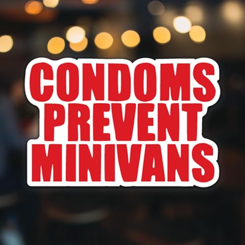 Image of Condoms Prevent Minivans Funny Vinyl Decal Sticker|Cars Trucks Vans Walls Laptops Cups|Red on White Background |5.5 inches|KCD919R
