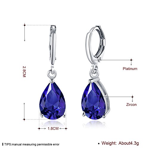 Sterling Silver Genuine Women's Fashion Sapphire Stud Hoop Jewelry Created or Simulated Gemstone Teardrop Dangle Leverback Earrings2