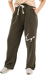 بنطلون رياضي أساسي من القطن بأرجل واسعة ورباط عند الخصر للنساء من موسكا