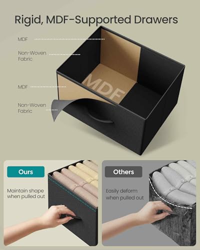 Image of SONGMICS BELLAH Collection - Dresser for Bedroom, Chest of Drawers, Storage Organizer Unit, Closet, Entryway, Steel, 3 Drawers, Modern, Ink Black and Ebony Black ULGS313B01S