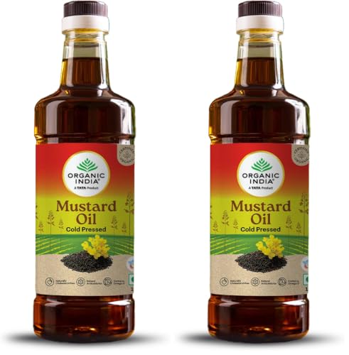 Image of Organic India Mustard Oil, 1000ml | Lab Tested on 250+ Parameters | Certified Organic| Cold Pressed Oil | Kachi Ghani Sarso Ka Tel with Natural Flavour | Perfect for Daily Cooking and Healthier living