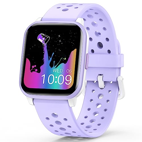 Butele Kids Smart Watch for Girls Boys, Game Smart Watch Gifts for 4-16 Years Old with Sleep Mode 20 Sports Modes 5 Games Pedometer Birthday Gift for Boys Girls (Purple)