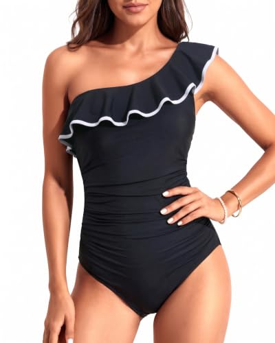 Image of Tempt Me Women One Piece Swimsuits Tummy Control One Shoulder Bathing Suits