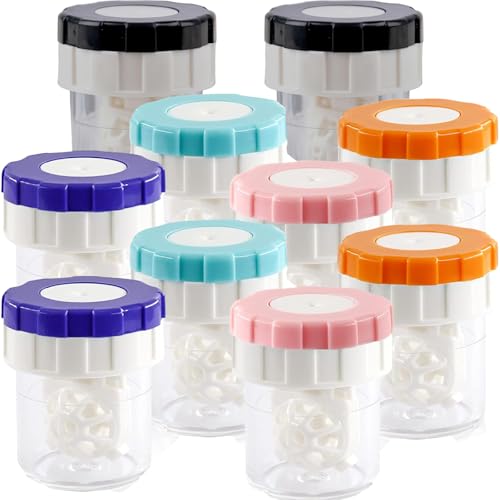 GERUI 10 contenitori per lenti a contatto, di alta qualità, con coppetta, per lenti a contatto (colore casuale)