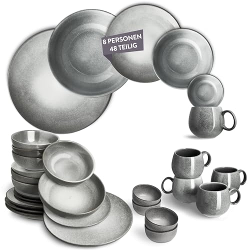 SPRINGLANE Geschirrset Misty Cliff 48-tlg., Steingut Tafelservice für...