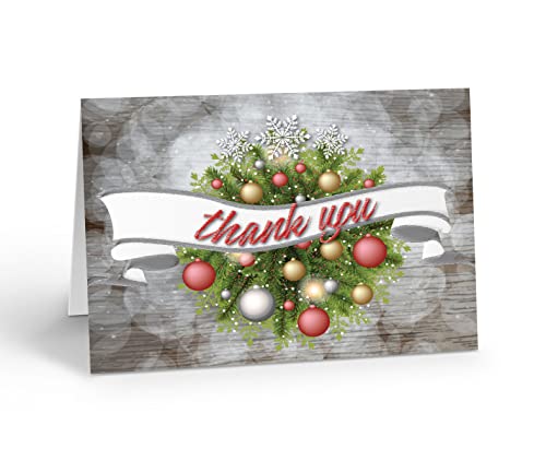Image of Stonehouse Collection Holiday Thank You Note Cards - 10 Boxed Rustic Christmas Note Cards - USA Made (Wreath)