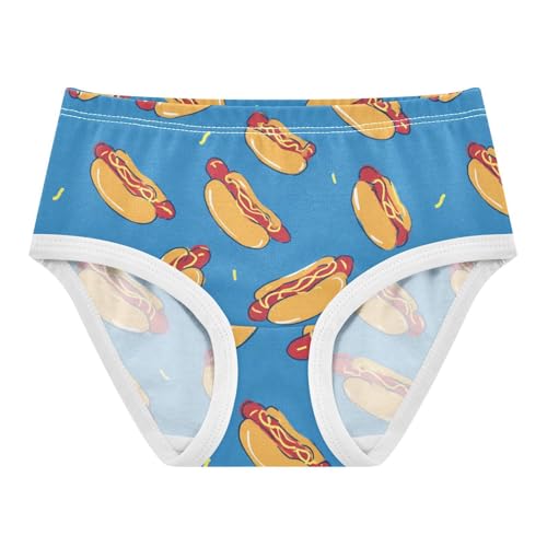Wusikd Blue Hot Dogs Girls' Underwear Cotton Girls Briefs Soft Toddler Underwear 2T