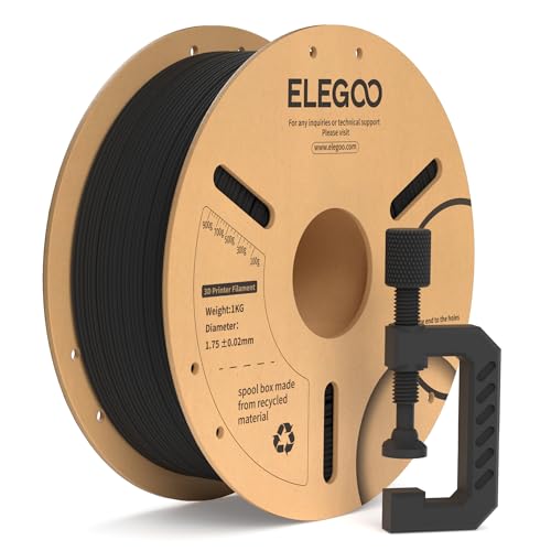 ELEGOO PLA Filament with Carbon Fibre 1.75 mm Black 1 kg, PLA-CF Durable for 3D Printer, Dimensional Accuracy +/- 0.02 mm, Compatible with Most FDM 3D Printers ELEGOO PLA Filament with Carbon Fibre 1.75 mm Black 1 kg, PLA-CF Durable for 3D Printer, Dimensional Accuracy +/- 0.02 mm, Compatible with Most FDM 3D Printers