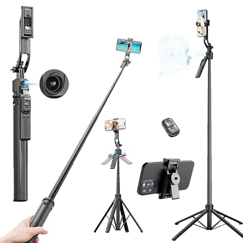 Image of Kratos K8 AI-Powered 70 inch /178 CM Selfie Stick Tripod with Sensor, Auto Face Tracking Tripod with 360 Auto Rotating Stand for Mobile, Camera, Shooting, Blogging with Quad-Leg Stability