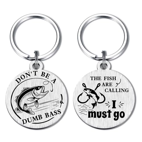 Alotozo Funny Fishing Keyring - Don’t Be a Dumb Bass Fisherman Gag Gift - Birthday or Christmas Fishing Lover Present, Novelty Angler Keepsake, Club Member Gift