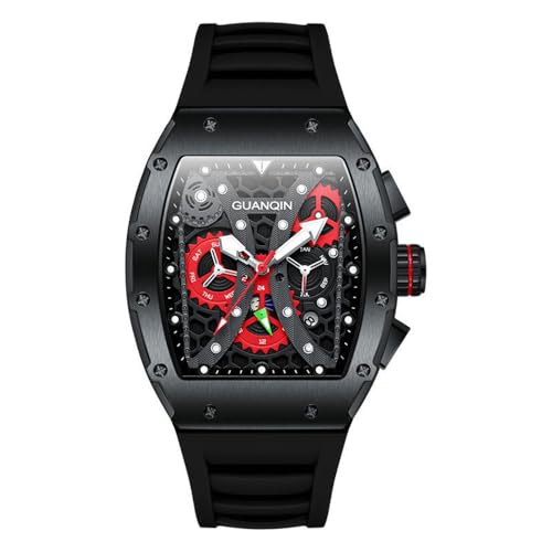 Guanqin Montre Homme Vintage Squelette Multifonctionnelle Cadran Automatique à Remontage Automatique Mécanique en Saphir, Montre de Poche Double Face Creuse...