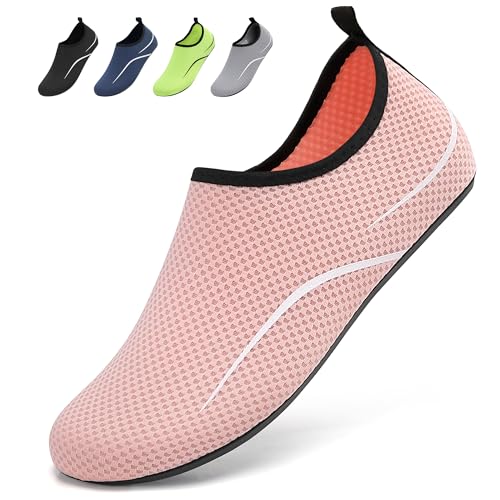 BARFULKER Escarpines Hombre Mujer Zapatos de Agua - Escarpines Deportes Acuáticos Zapatos Playa Calzado Surf Escarpines para Buceo Snorkel Surf Natación Piscina, Rosa, 35 EU