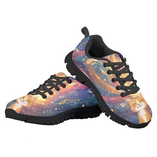 Cartoon Animal Kids Tennis Shoes Girls Lightweight Athletic Sneakers Outdoor Lace Up Sports Running Shoe for Little Kid Size11-13/ Big Kids Size1-5