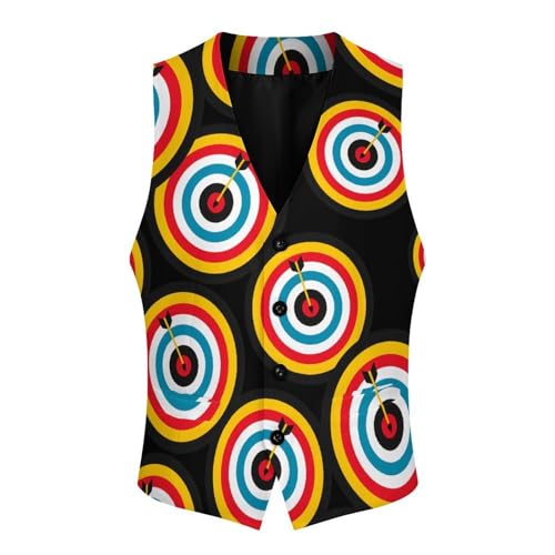 Archery Bullseyes Target Sports Men's Suit Vests Business Formal Dress V-Neck Waistcoat Tops with 2 Pockets4