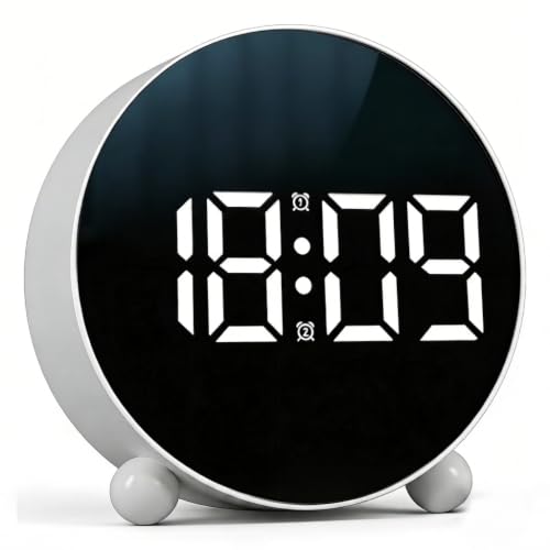 Linlinwill Digital Alarm Clock with LED Display Battery/USB Powered Alarm Clock Besides with Snooze (White)