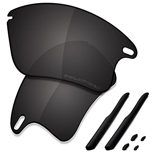 Image of SAUCER Premium Replacement Lenses & Rubber Kits for Oakley Fast Jacket XL OO9156 | Fast Jacket XL Low Bridge Fit OO9163 Sunglasses High Definition - Carbon Black Polarized