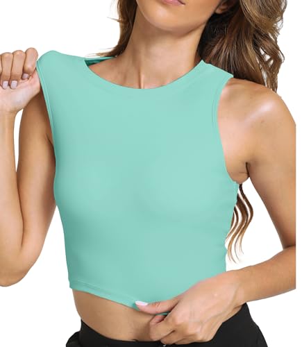 Image of Sports Bras for Women Removable Padded Athletic Yoga Running Crop Tops Sleeveless Gym Workout Tops