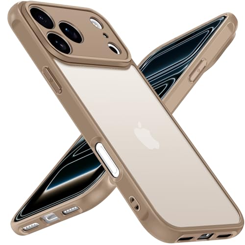 ivoler Funda Mate Titanio Arena para iPhone 17 Pro, [Protección Grado Militar] Carcasa Protectora Antigolpes, Trasera Translúcida Antihuellas y Antiarañazos Duro PC Respaldo Delgado Bumper Case