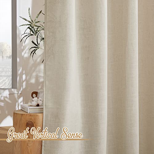 NICETOWN Living Room Curtains Linen Blend 96 inches Long, Grommet Semi Sheer Privacy Assured with Light Filtering Semi Sheer Drapes for Bedroom / Living Room, Taupe, W52 x L96, 2 Panels