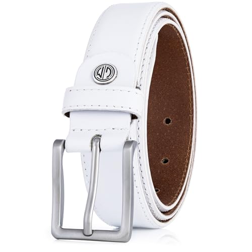 LINDENMANN Leder-Gürtel Herren 30mm breit, Gürtel Herren Vollrindleder weiß, Größe/Size:95