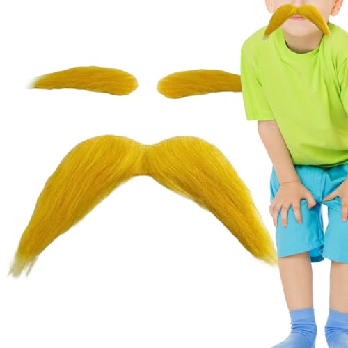 Bigote y cejas amarillas – Divertidos Autoadhesivos | Bigote Falso De Navidad | Fiestas Halloween Eventos Vacaciones Viajes Otoño Cosplay Personajes Fotografía