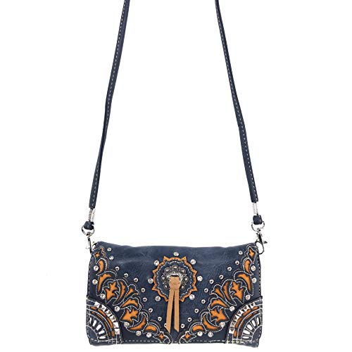 Zelris Autumn West Fringe Concho Women Crossbody Wrist Trifold Wallet3