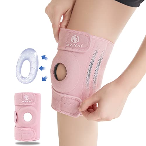 MAYKI Kniebandage Damen 1 Stück, rutschfeste Kniebandage für Damen mit Patella-Gel-Polster, einstellbare Bandage Knie für Meniskus/Arthrose/Orthopädische, Atmungsaktiv Knee Support for Sport