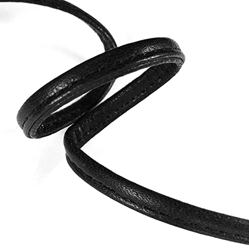 Ejoyce 2-Yards 7Mm (1/4") Stitched Genuine Leather Strap Trim, Sp-2763 (Black) #TOP10