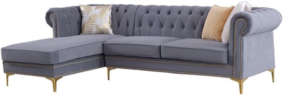 Pull Button Fabric Sofa Designer Rivet Living Room Corner Combination Furniture