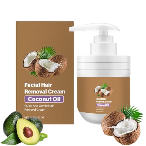 Facial Hair Removal Cream Coconut Serum Oil Facial Hair Removal Cream for Face And Body Gentle Body Hair Remover Cream for Women Moisturizing & Soothing Non Irritation for Sensitive Skin (1)
