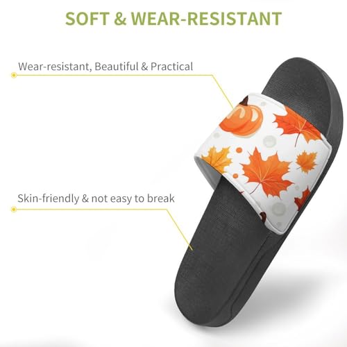 Maple Leaf And Pumpkin House Sandals Non-Slip Bathroom Slippers Beach Summer Shoes for Men Women3