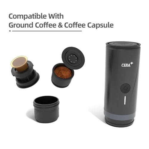 CERA+ Macchina per caffè espresso portatile elettrica con auto-riscaldamento in 3-4 minuti, mini macchina per il caffè da 20 bar con batteria ricaricabile(verde) - immagine 5