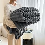 Kuscheldecken Warme Flauschig Plüsch Decke: Dicke Weiche Kaninchen Plüschdecke für Bett Sofa Auto Büro Wohndecke Winter Überwurfdecke Tagesdecken (Dunkelgrau, 150 * 200cm)