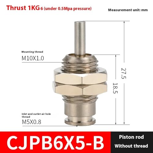 Mini cilindro neumático tipo aguja CJPB6x5-B de simple efecto de 1 pieza 3