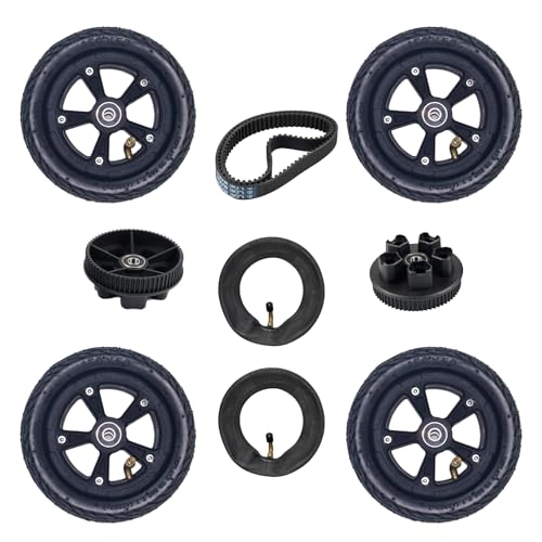 150mm Pneumatic Off-Road Electric Skateboard Wheels for Smooth Rides - This Kit Includes 4 Wheels, 2 Pulleys (60T), 2 Belts (335-5M), 2 Extra Tubes | Easy to Install on 2in1 Electric Longboards