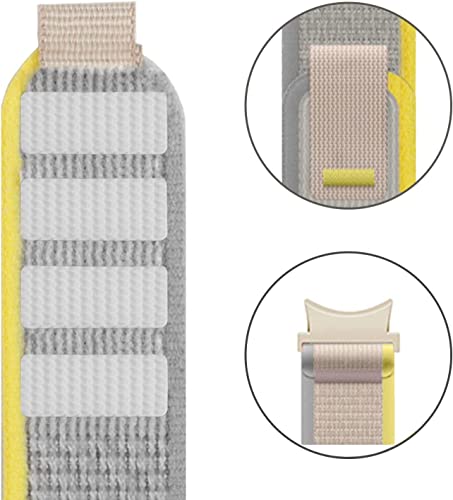 Image of FOLX FAB12 Trail Velcro Nylon Sports Bands Compatible with Samsung Galaxy Watch 4 Classic 46mm 42mm & Galaxy 5 44mm 40mm / Watch 5 Pro 45mm, Replacement Band for Galaxy Watch4 Series (Yellow & Beige)