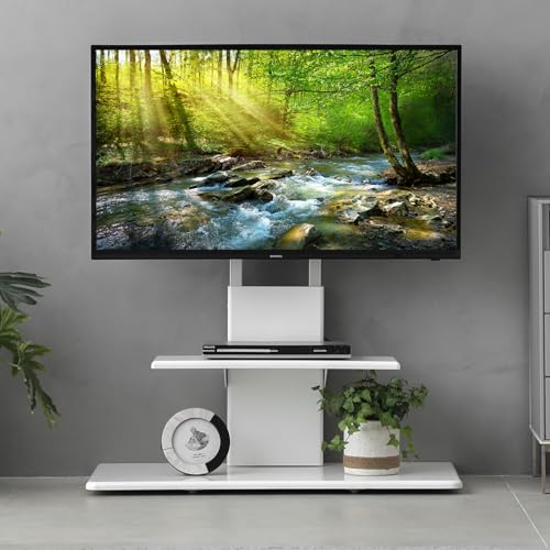 Amazon.co.jp: モダンデコ テレビスタンド 高さ調整 左右首振り 棚付き