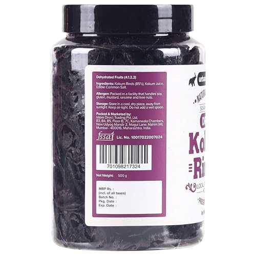 Urban Platter Dried Kokum Rinds | 17.64 Oz (500g) | Natural Souring Agent for Indian Curries, Dal & Refreshing Beverages | Sun-Dried, Preservative-Free & Aromatic | Authentic Kokum Spice
