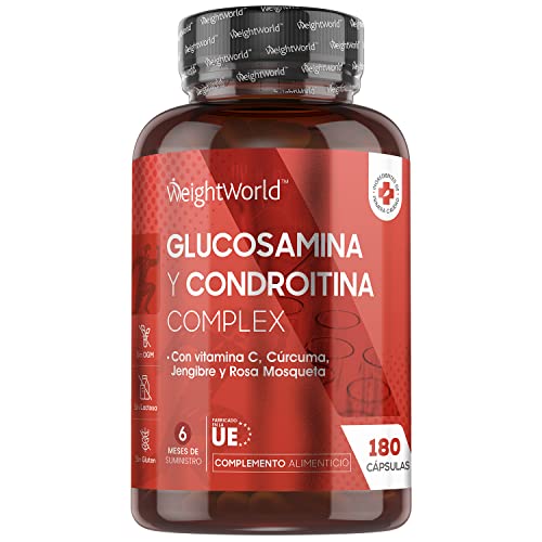 Glucosamina Condroitina Complex 600mg 180 Cápsulas - Suplemento con Cúrcuma Jengibre Rosa Mosqueta y Vitamina C que Contribuye a la Formación normal de Colágeno en Músculos y Cartílagos, Para 6 Meses Cover