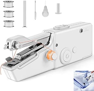 Auqatur Sewing Machin, Mini Sewing Machine Handheld, Cordless Portable Electric Sewing Machine with Sewing Accessories for Beginners, Suitable for Clothing, Curtains, DIY Home Travel, White