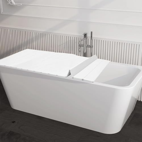 Genérico Tabla Plegable de PVC para Bañera, Cubierta Plegable Impermeable para Bañera, Tabla Blanca para Bañera, Tapa de Bañera para SPA en Casa(150x75x0.65cm)